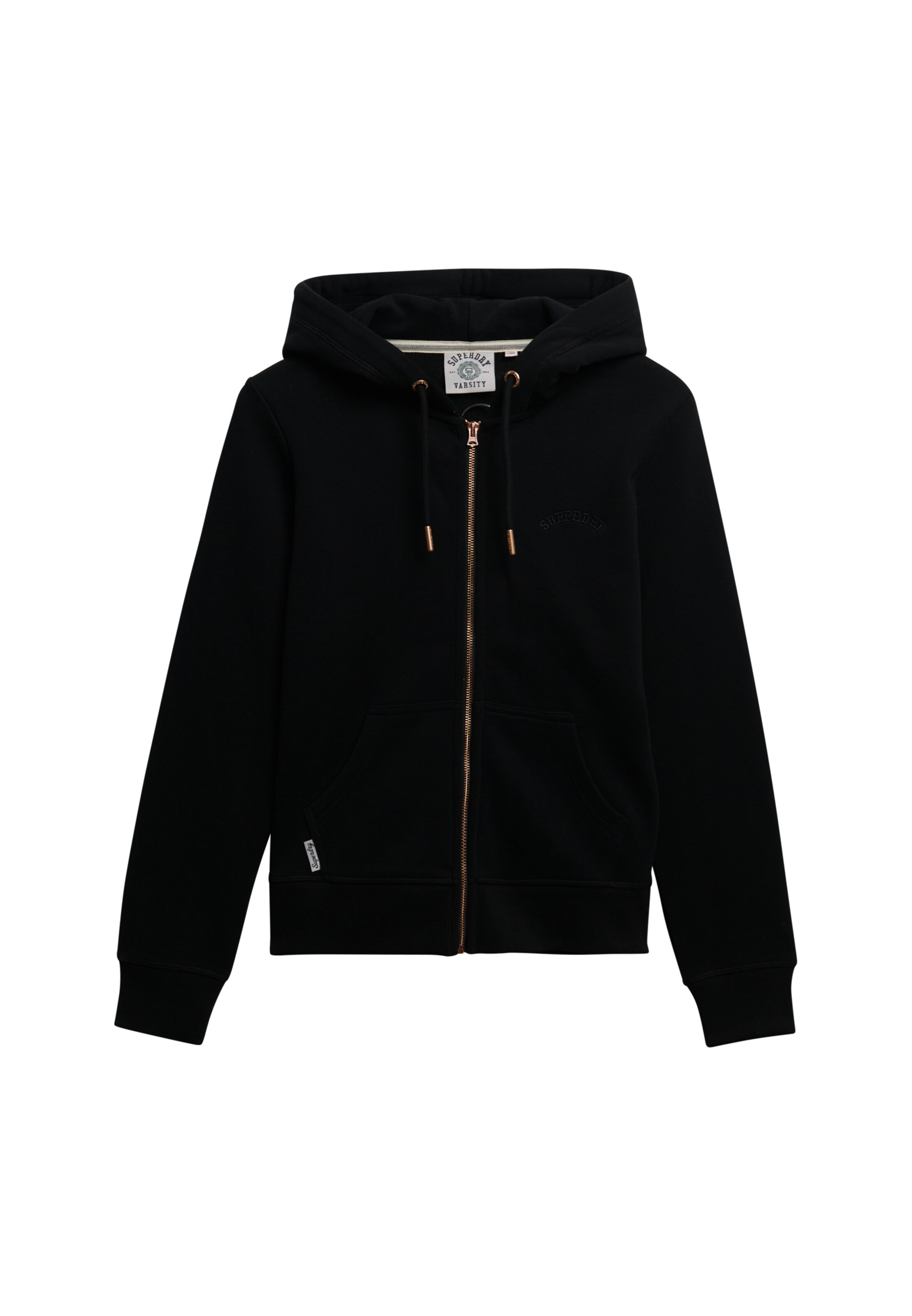 Superdry & Co Zip-Up Hoodie 'Essential' in Black: front