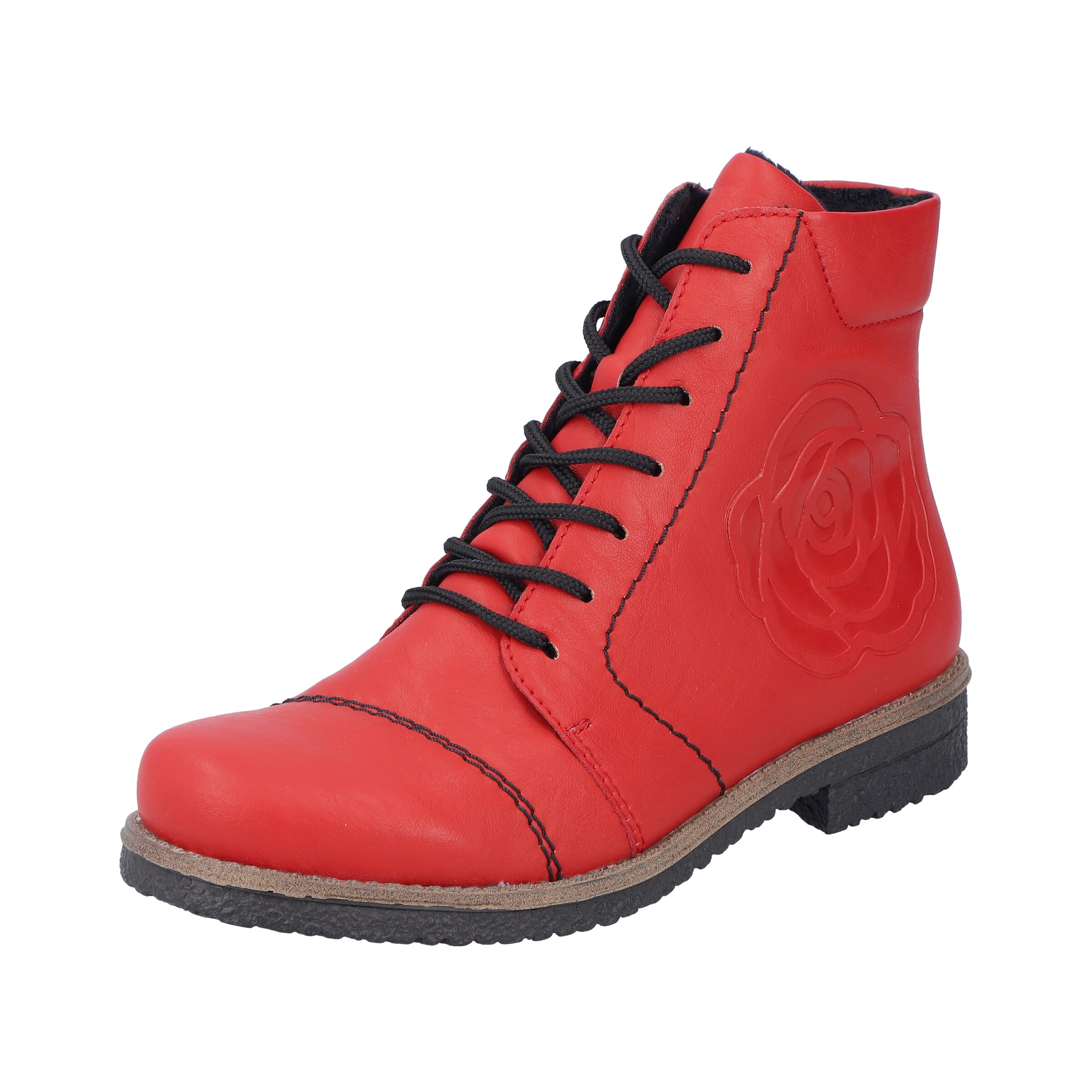 Rieker Lace-Up Ankle Boots in Red: front