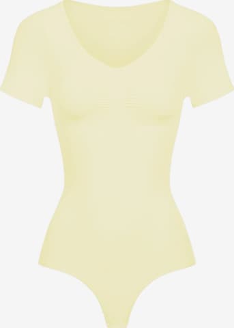 cfab (formerly creamy fabrics) Shaping bodysuit 'T-Shirt Bodysuit Sculpting Shapewear mit String' in Yellow: front