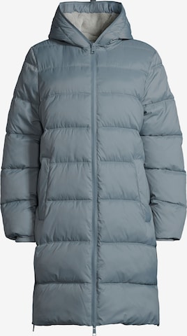 New View Steppmantel Gloria, Kapuze und oberes Rückenteil innen mit wärmendem Kunstfell in Blau: Vorderseite