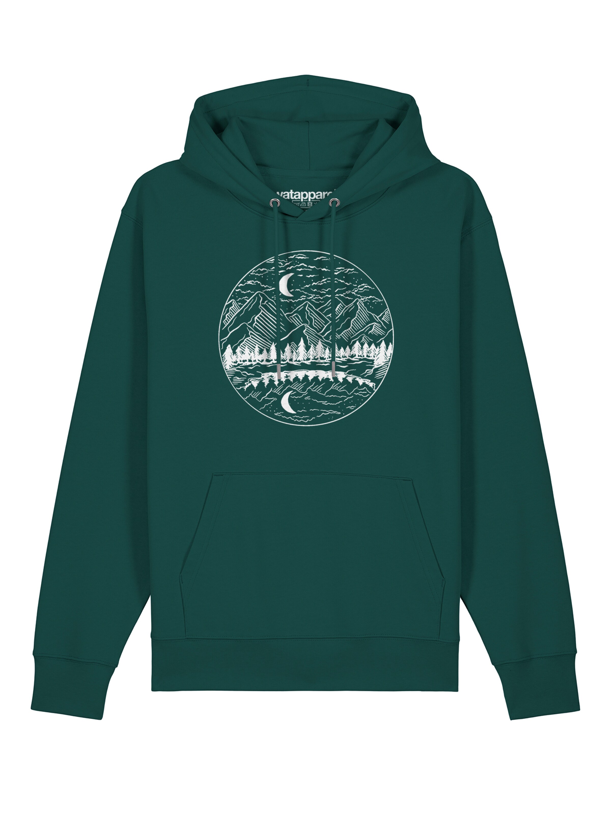 Felpa 'Mountains by night' di Watapparel in verde: frontale