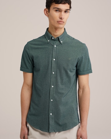 WE Fashion Slim fit Button Up Shirt in Green: front