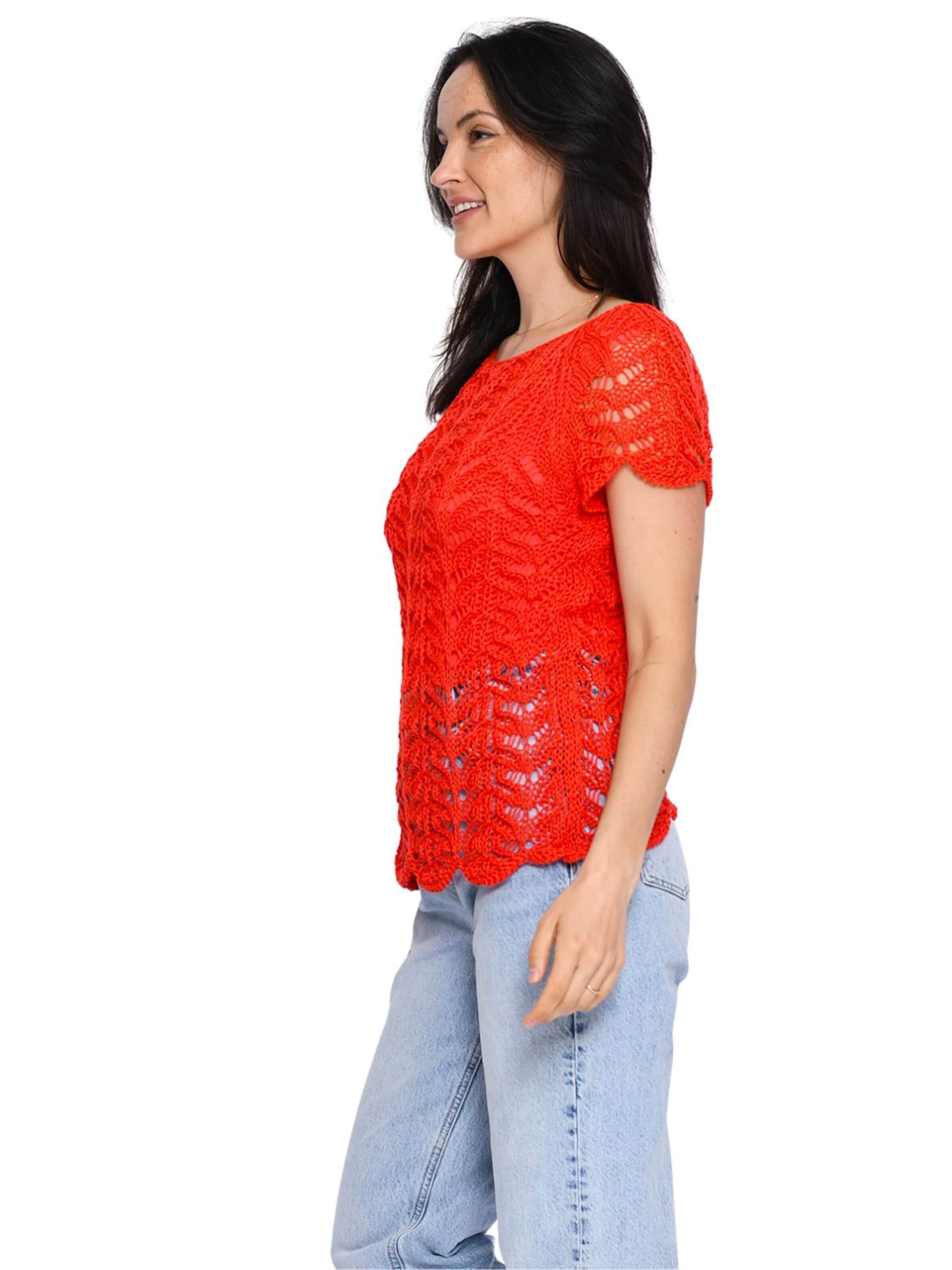 Süel knitwear - Top de punto 'Twin Lace' en rojo