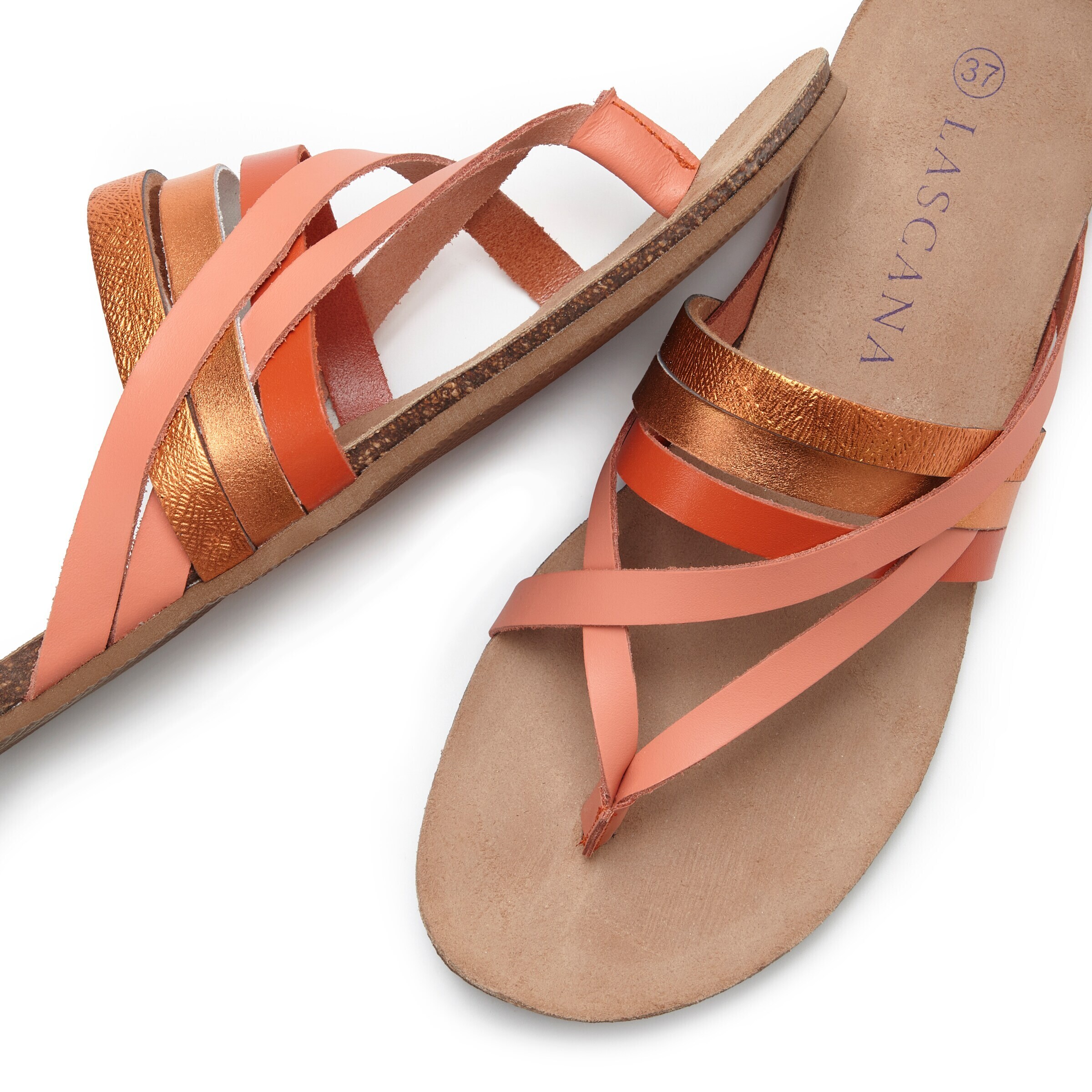 LASCANA T-bar sandals in Orange
