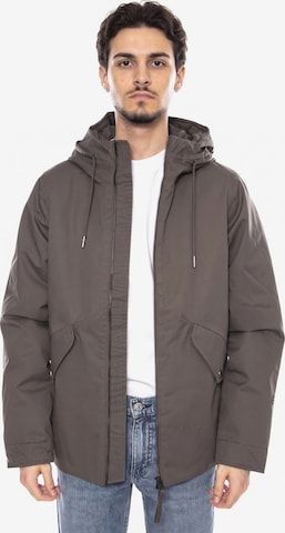 Parka invernale 'Kaliks Black Hooded Jacket -- Green Men's Hooded Jacket' di elvine in marrone: frontale