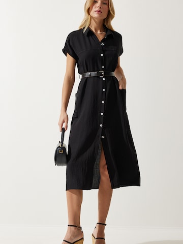 Robe-chemise Happiness İstanbul en noir : devant