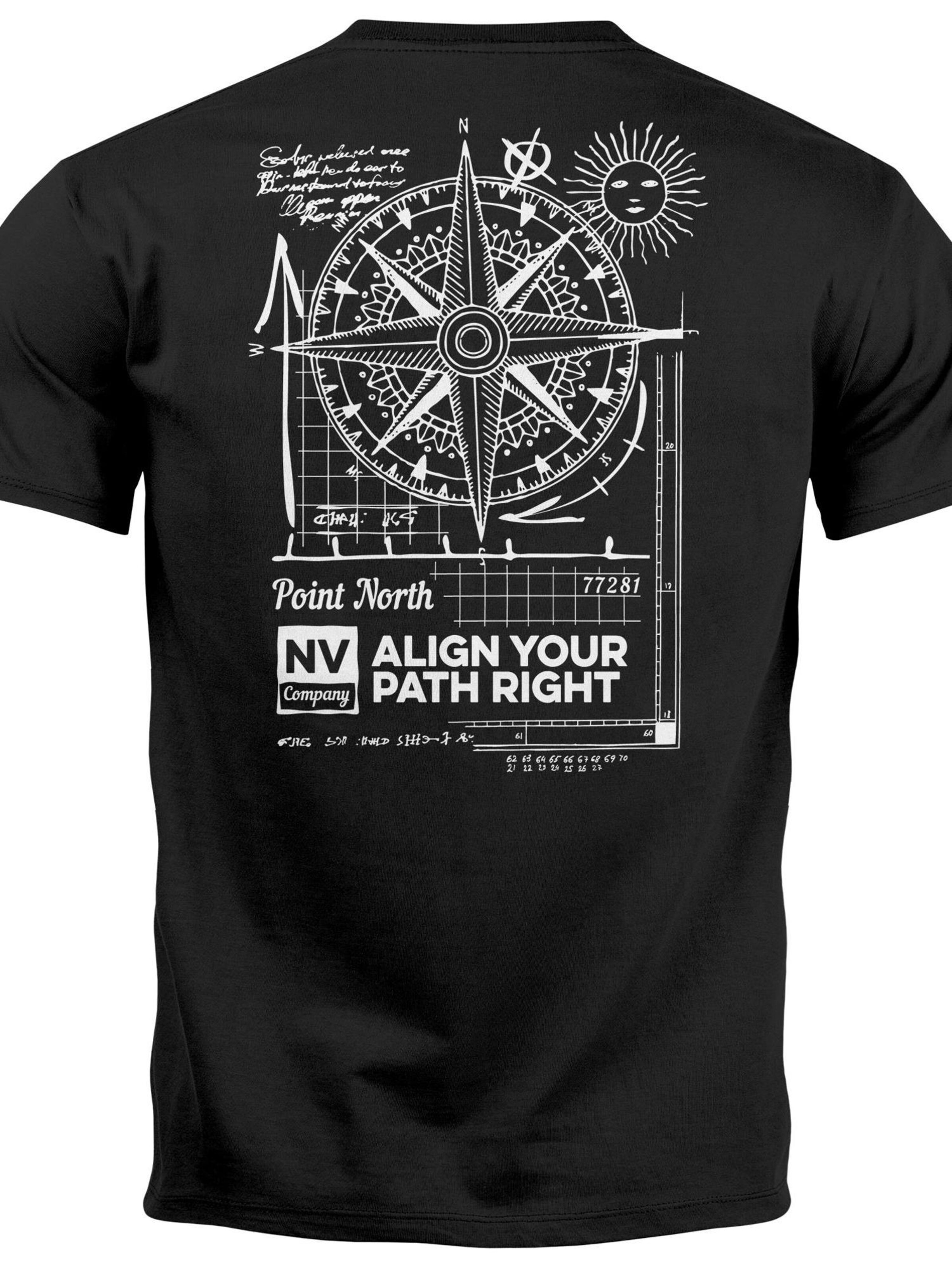 Neverless Shirt 'Compass'‌‌ in Schwarz