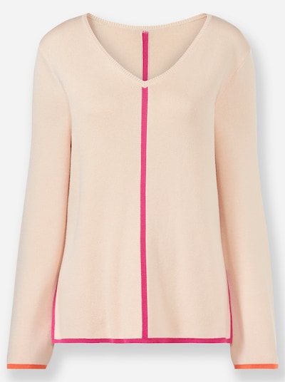heine Pullover in beige / orange / dunkelpink, Produktansicht