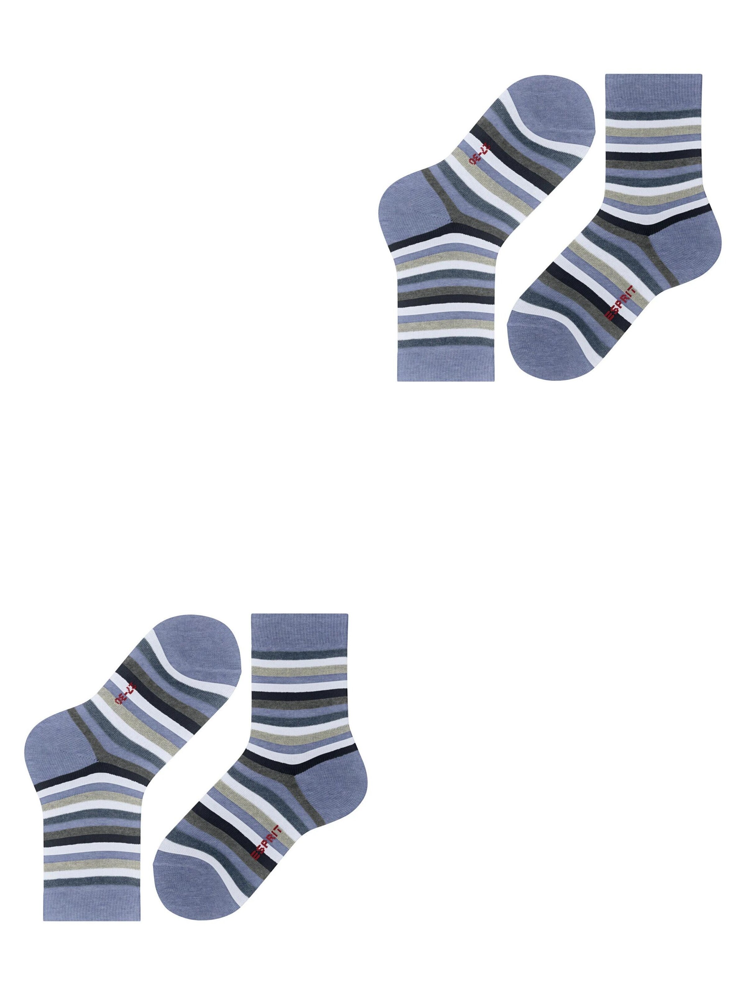 ESPRIT Socks 'Playful Stripe 2-Pack' in Blue