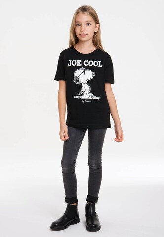 LOGOSHIRT Shirt 'Peanuts – Snoopy' in Zwart