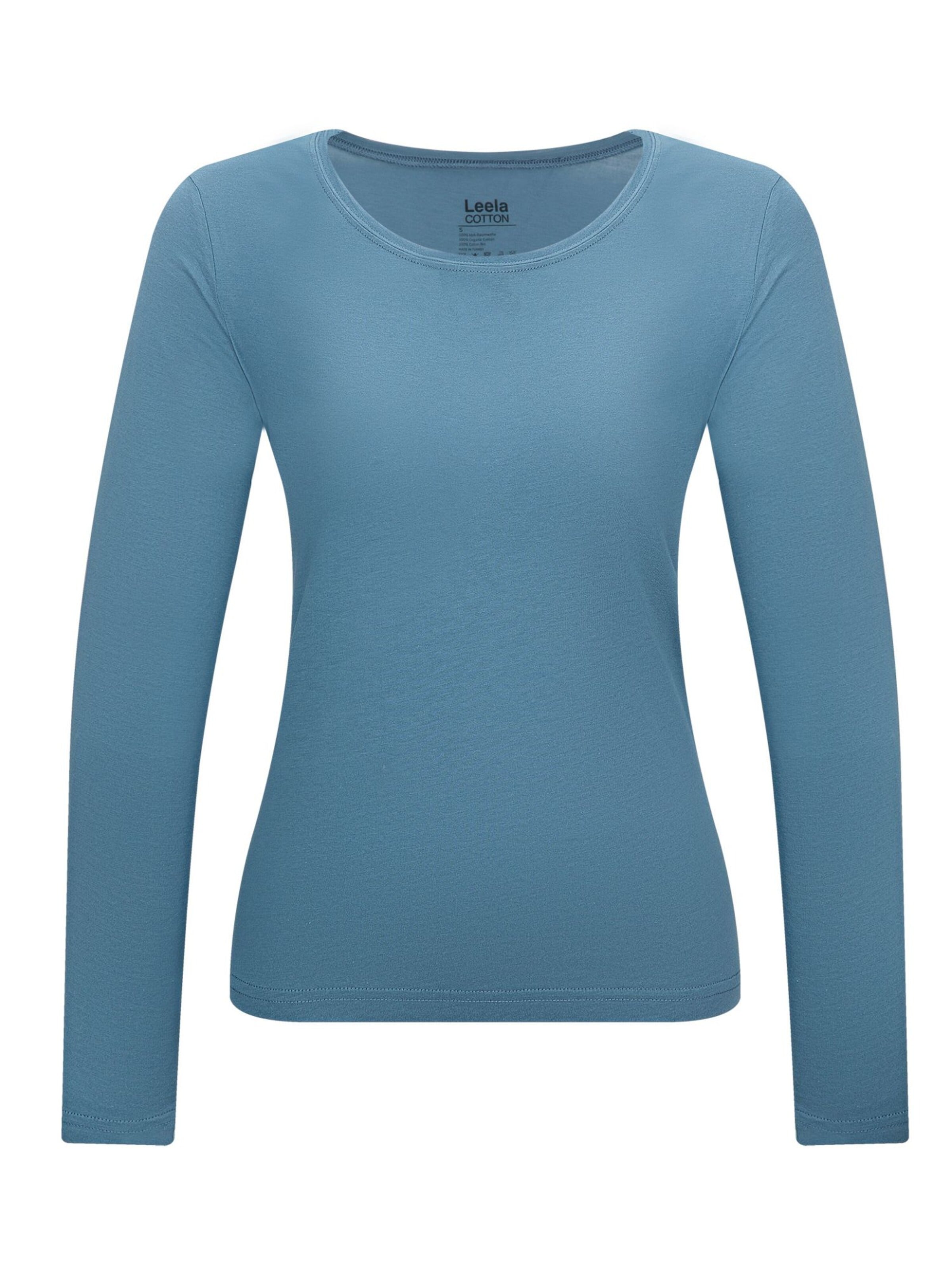 Leela COTTON Shirt 'Damen Bio-Baumwoll Langarmshirt' in Blue: front