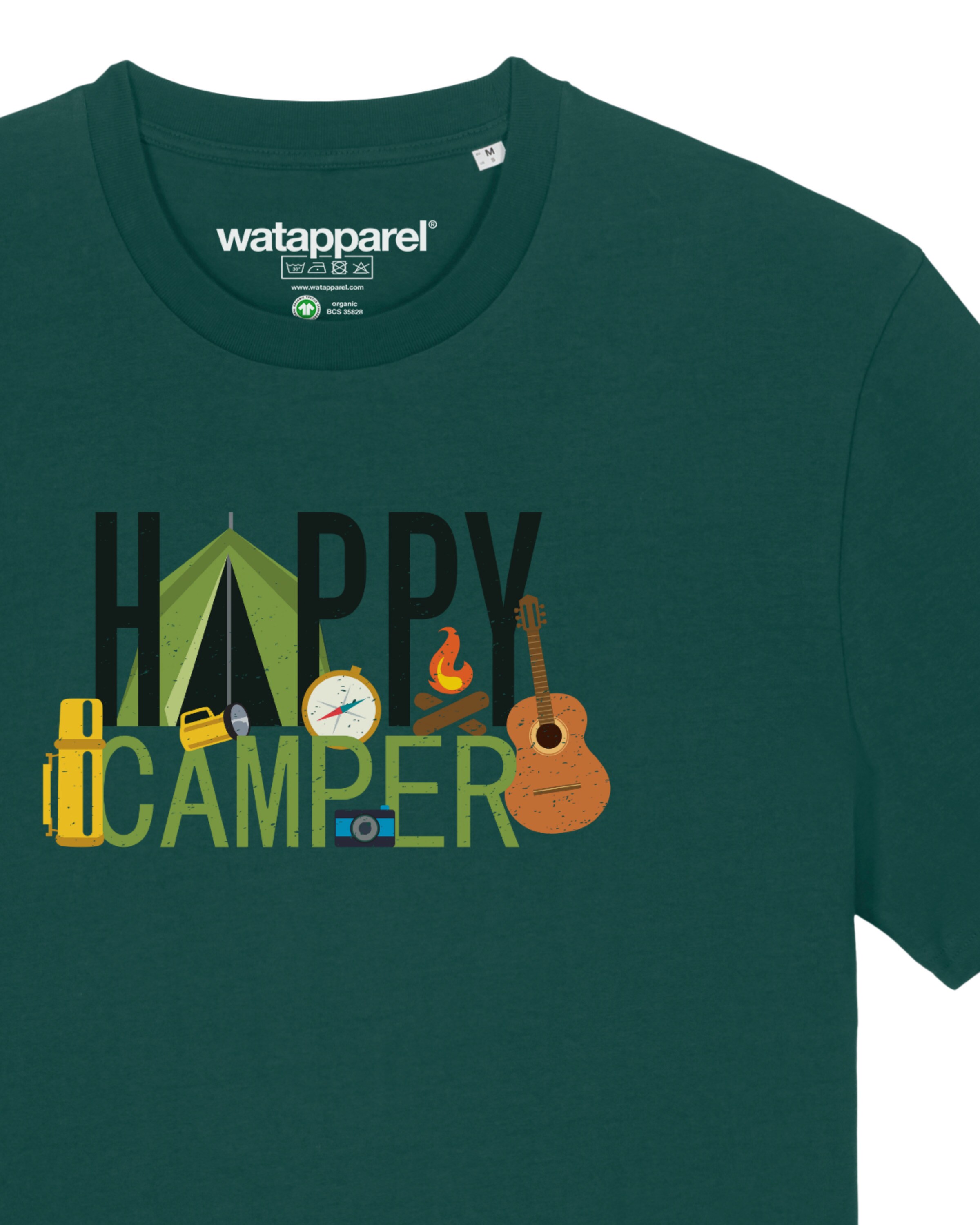 Watapparel Shirt ' Happy Camper ' in Groen