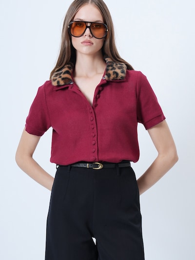 Trend Alaçatı Stili Cardigan i S i brun / lysebrun / burgunder / sort, Produktvisning