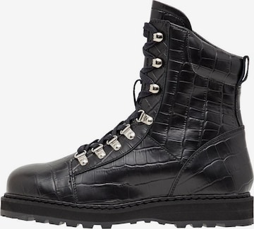 Bianco Lace-Up Boots 'GABY' in Black: front