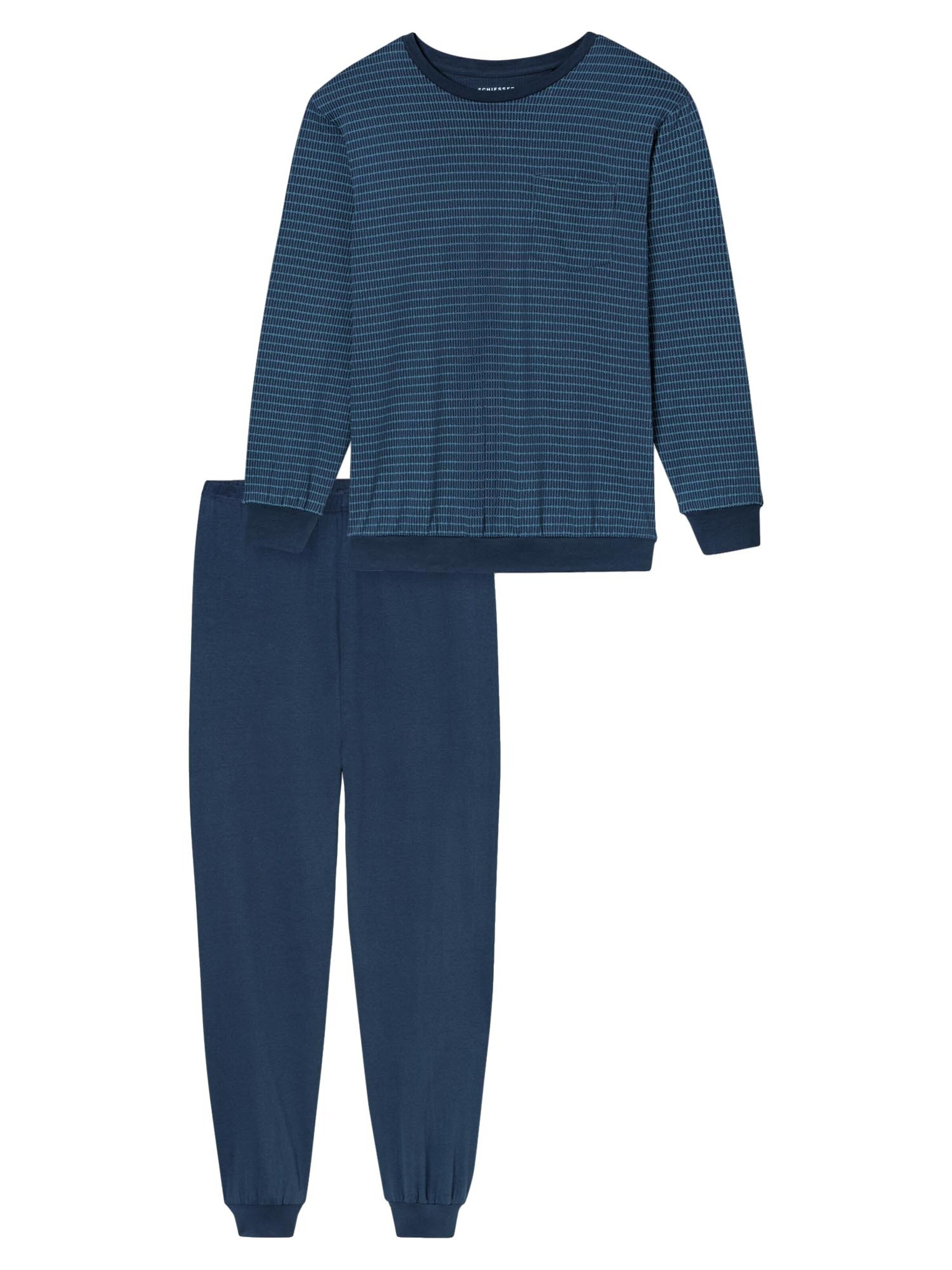 SCHIESSER Pyjama lang 'Comfort Essentials'‌‌ in M/Regular in blau, Produktansicht