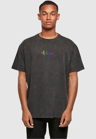 Merchcode Shirt 'Hope Rainbow' in Grijs: voorkant