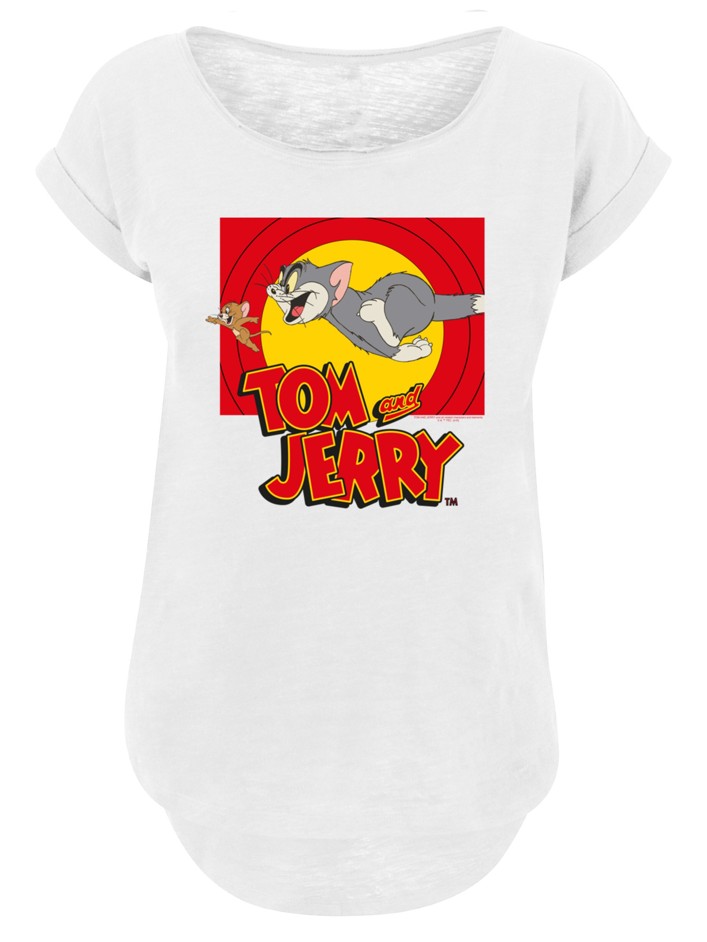 T-shirt 'Tom And Jerry Chase Scene' F4NT4STIC en blanc : devant