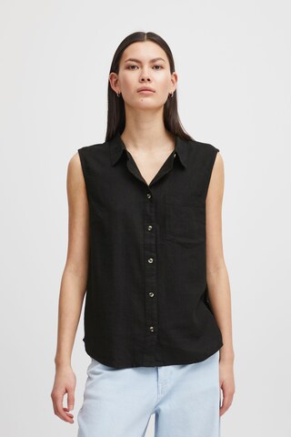 Camicia da donna 'Lino' di ICHI in nero: frontale