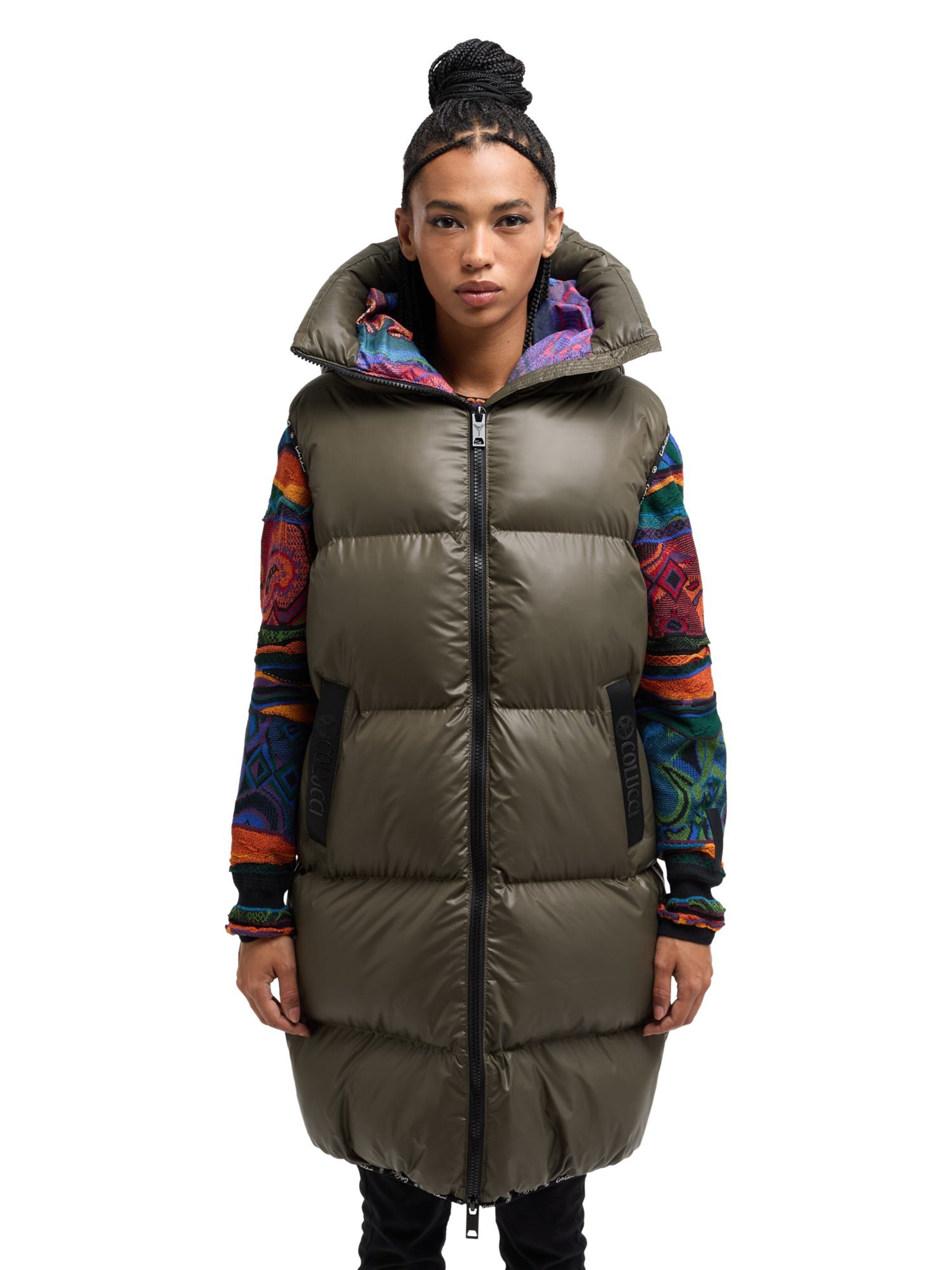 Carlo Colucci Weste ' Decima ' in Grün: Vorderseite