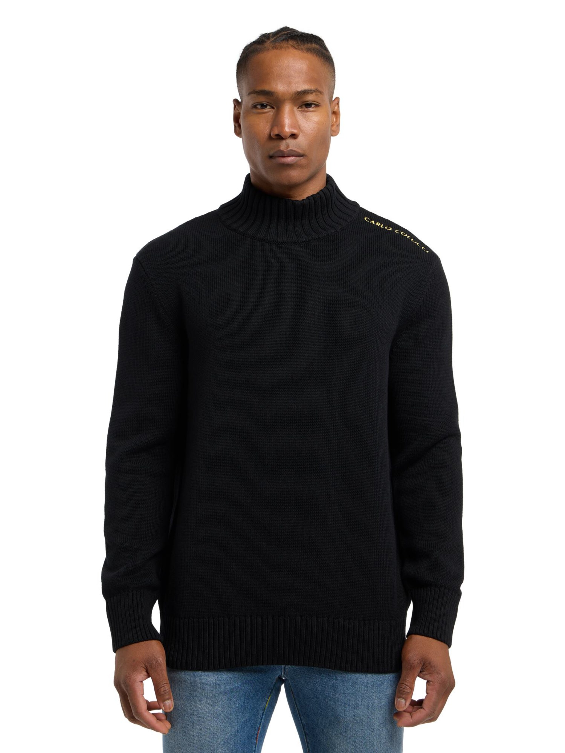 Carlo Colucci Pullover 'Divenuto' in Schwarz: Vorderseite