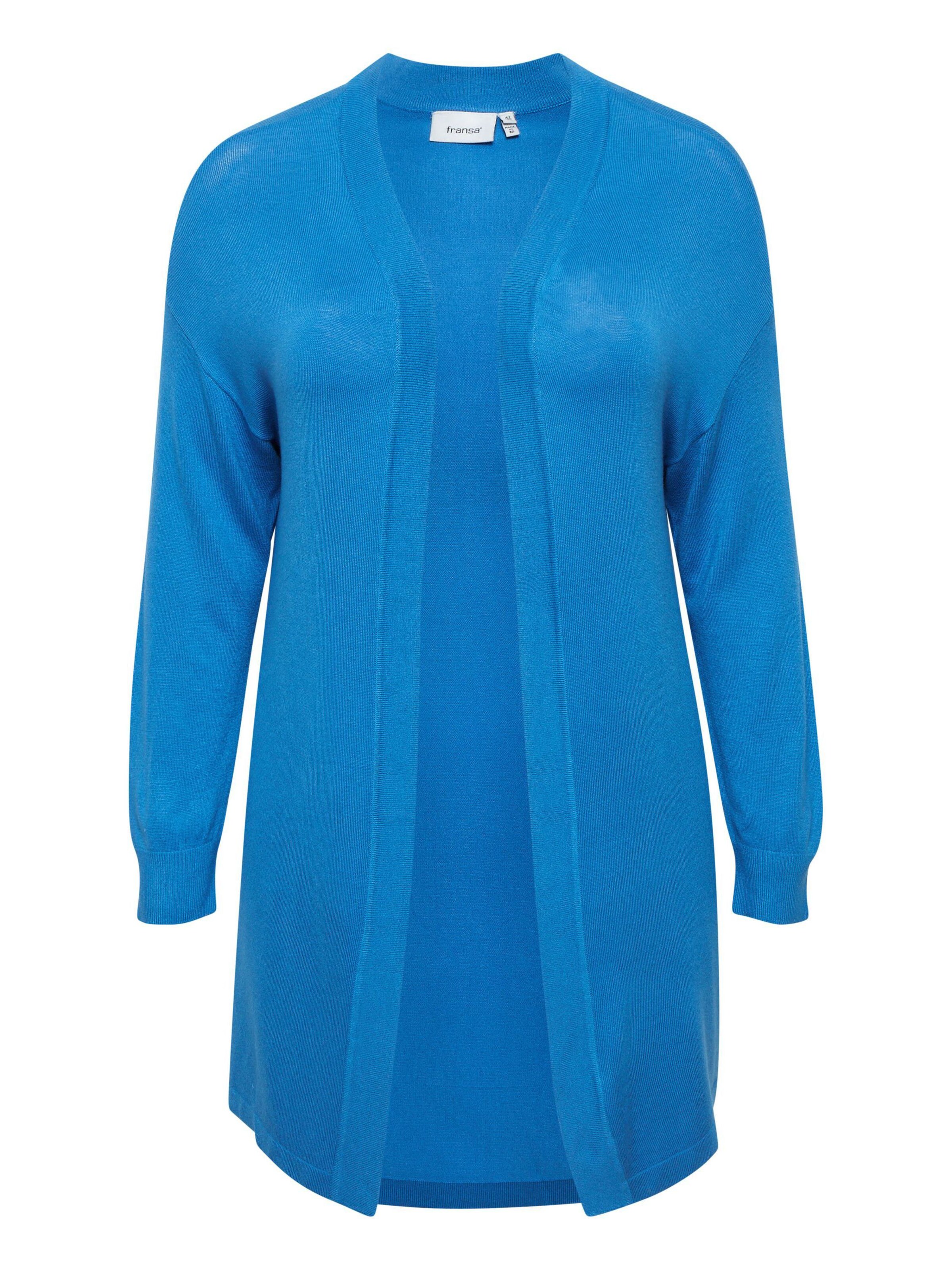 Fransa Curve Strickjacke 'BLUME' in Blau: Vorderseite