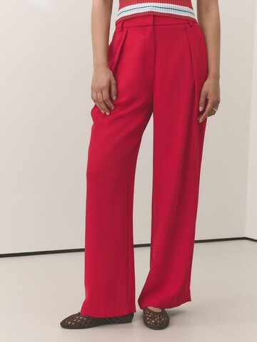 Next Wide leg Pleat-front trousers in Red: front