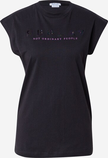 REPLAY T-Shirt in jade / helllila / dunkellila / schwarz, Produktansicht