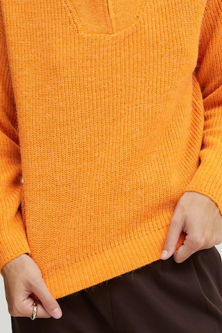 ICHI Strick Rollkragenpullover 'NOVO' in Orange