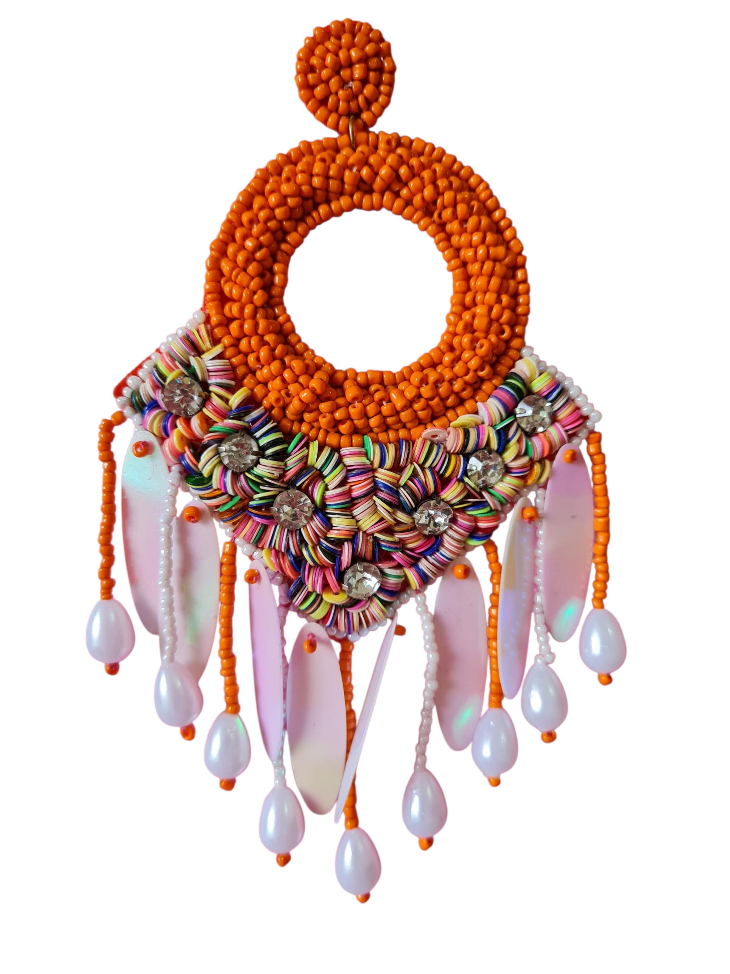 PfauGermany Earrings 'Hangeing Beads' in Brown: front