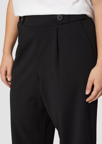 QS Wide leg Bandplooibroek in Zwart