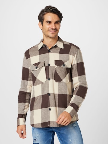 Only & Sons Regular fit Button Up Shirt 'Milo' in Brown: front