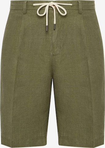 Boggi Milano Pleat-Front Pants in Green: front