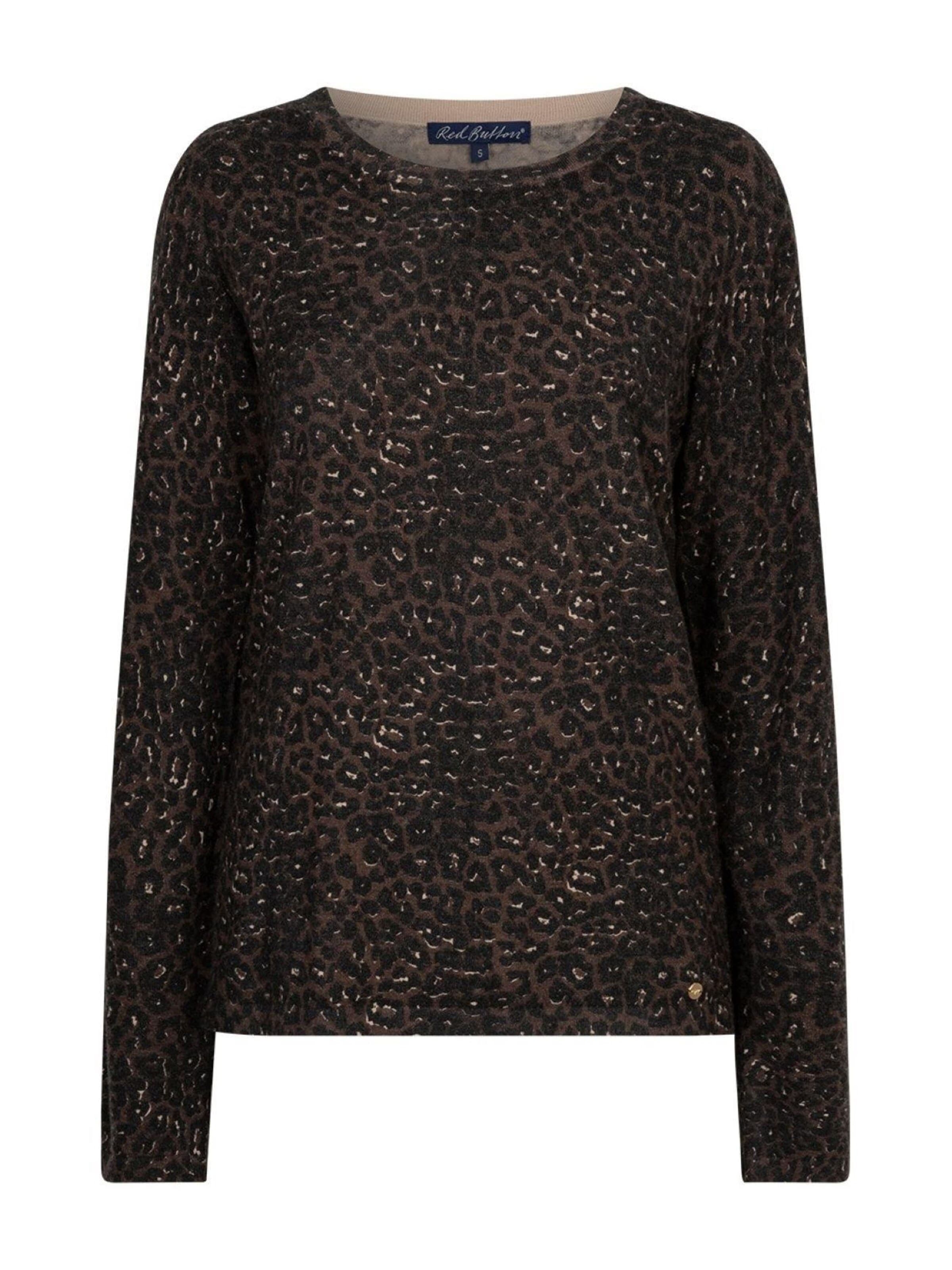Red Button Knitted top 'RB Sweet animal Coffee' in Brown: front