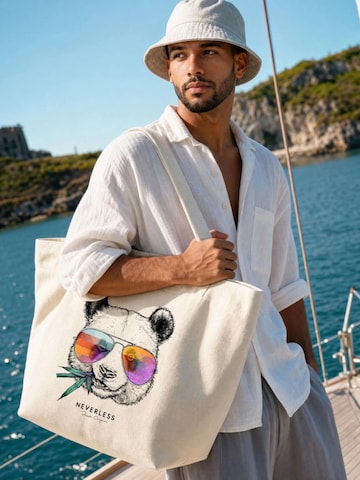 Neverless Beach Bag 'Panda Bambus' in Beige