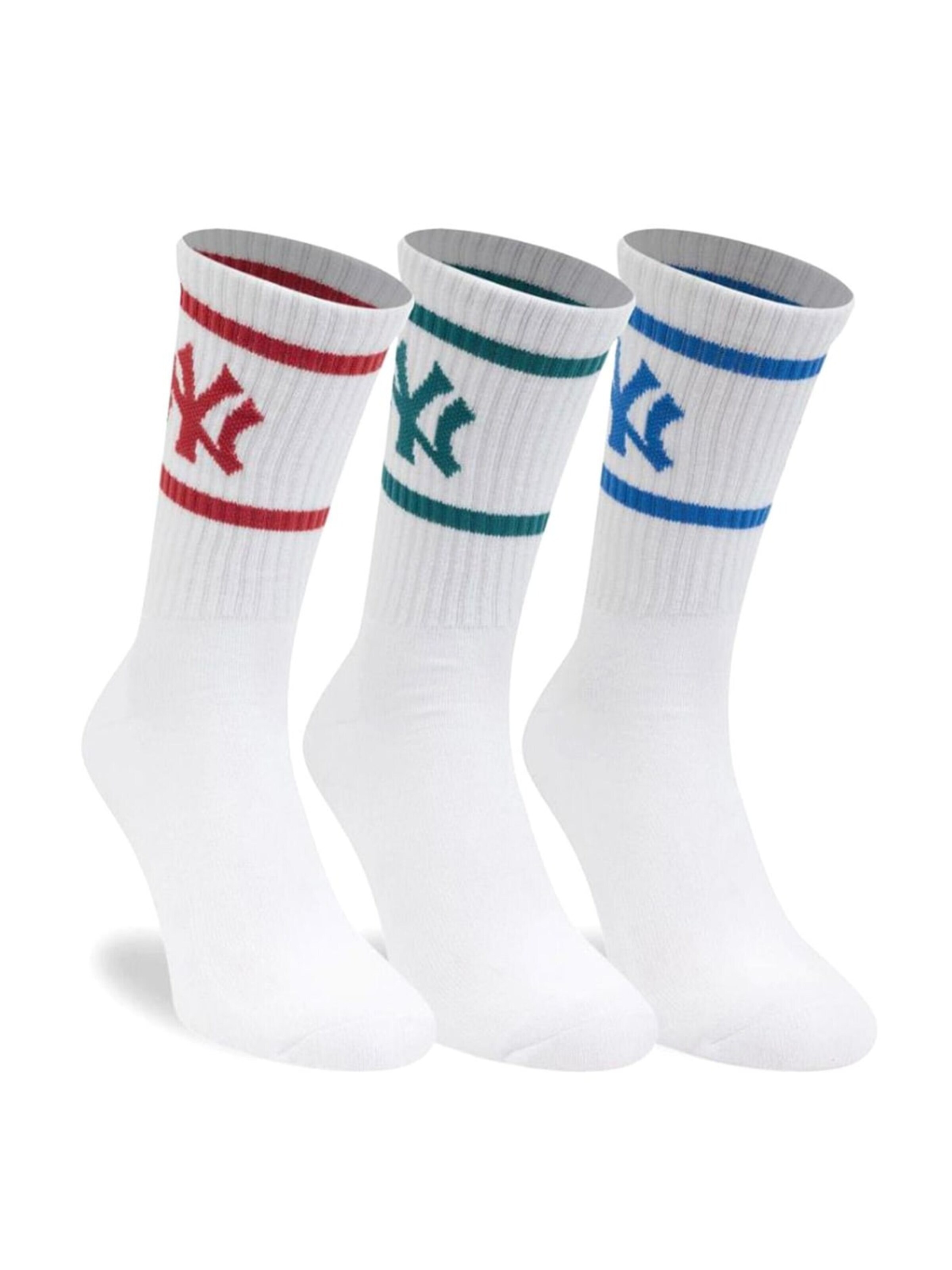 Calzino 'MLB CREW SOCKS 3PK NEW YORK YANKEES' di NEW ERA in bianco