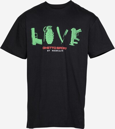 MASKULIN T-Shirt'LOVE is the answer' in grün / rot / schwarz / weiß, Produktansicht