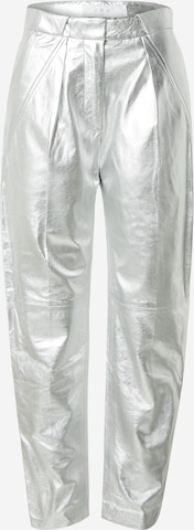 IRO Regular Pleated Pants in Silver: front