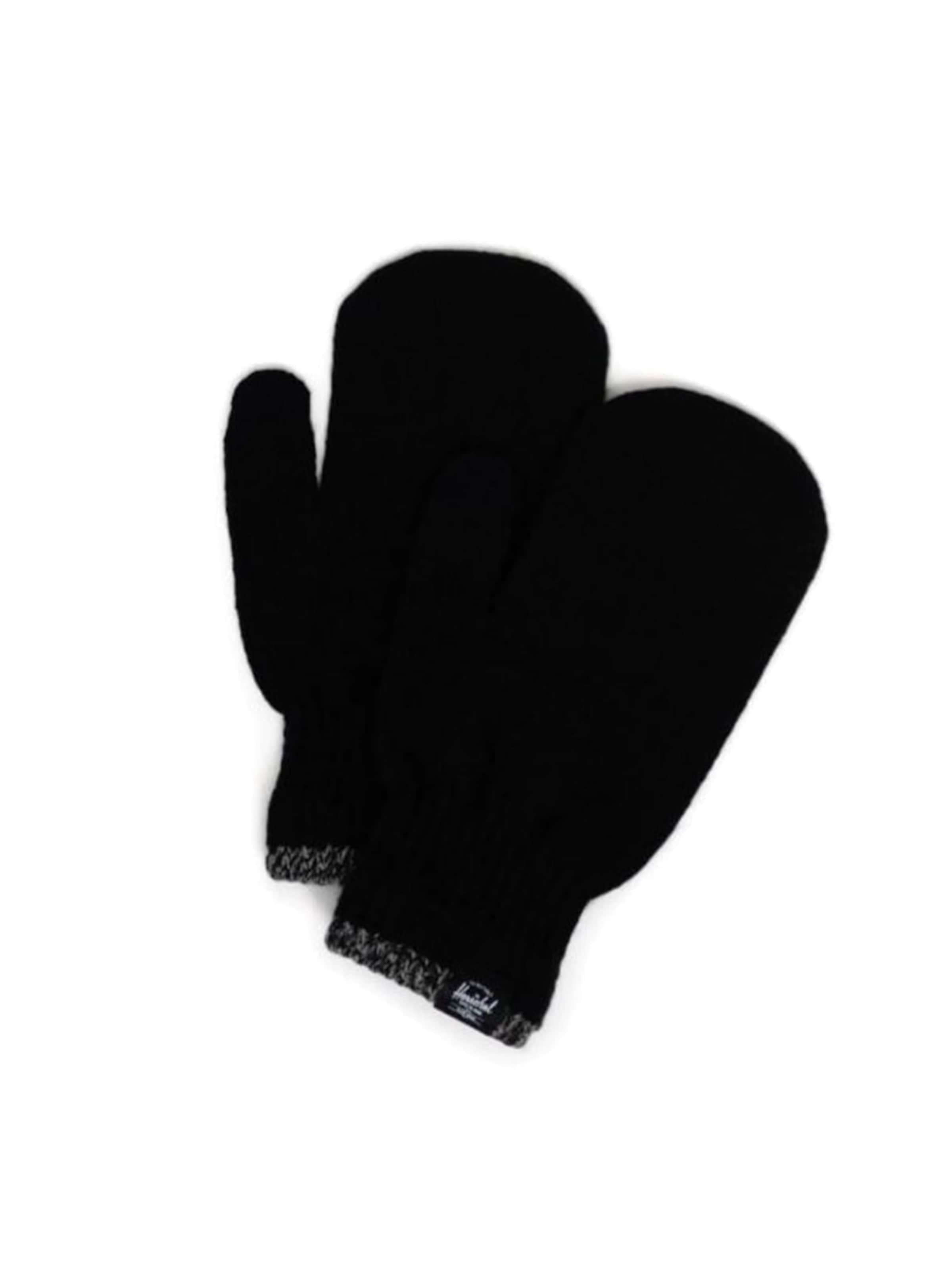Muffole 'Elmer Mittens Stripe Black' di Herschel in nero: frontale