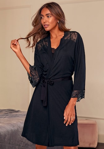 LASCANA Dressing Gown in Black: front