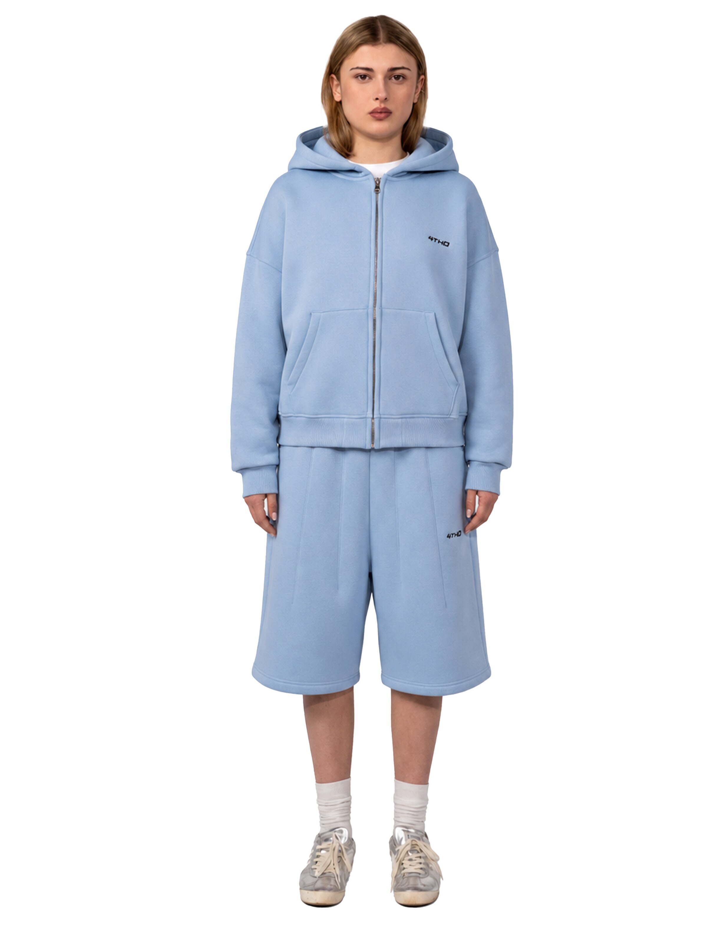 4thD Sweatjakke 'Zip Hoodie - Baby Blue' i blå