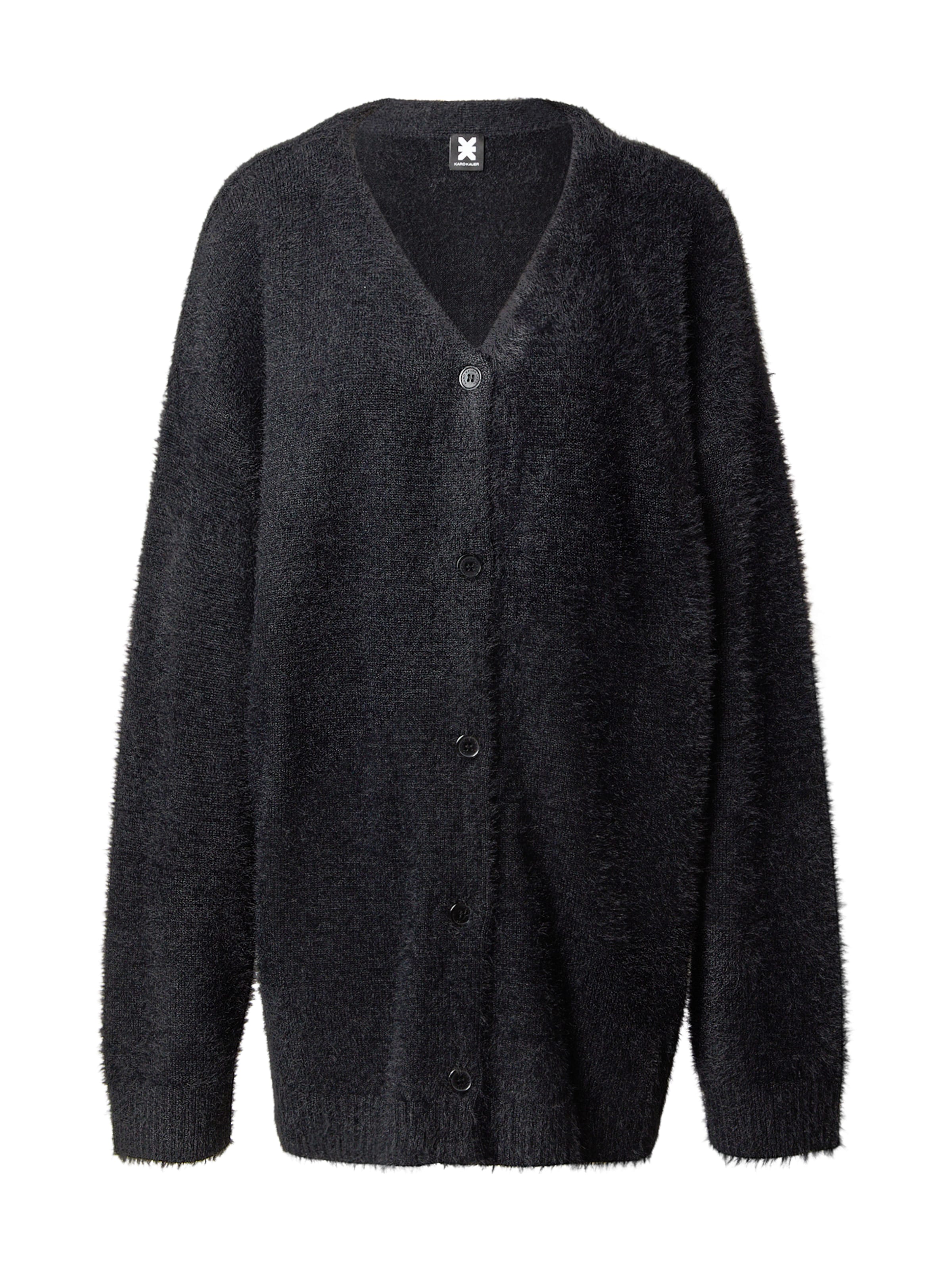 Karo Kauer Strickjacke in Schwarz: Vorderseite