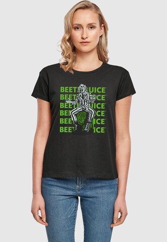 ABSOLUTE CULT Shirt 'Beetlejuice - Sitting' in Zwart: voorkant