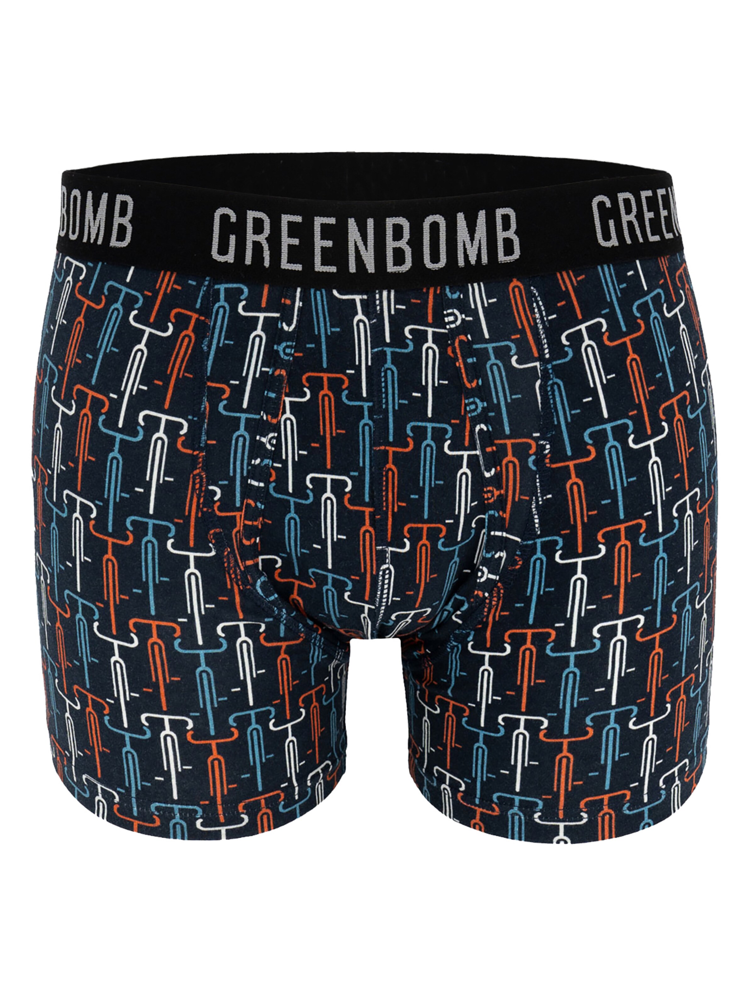 Boxers 'Bike Bond' GREENBOMB en noir : devant