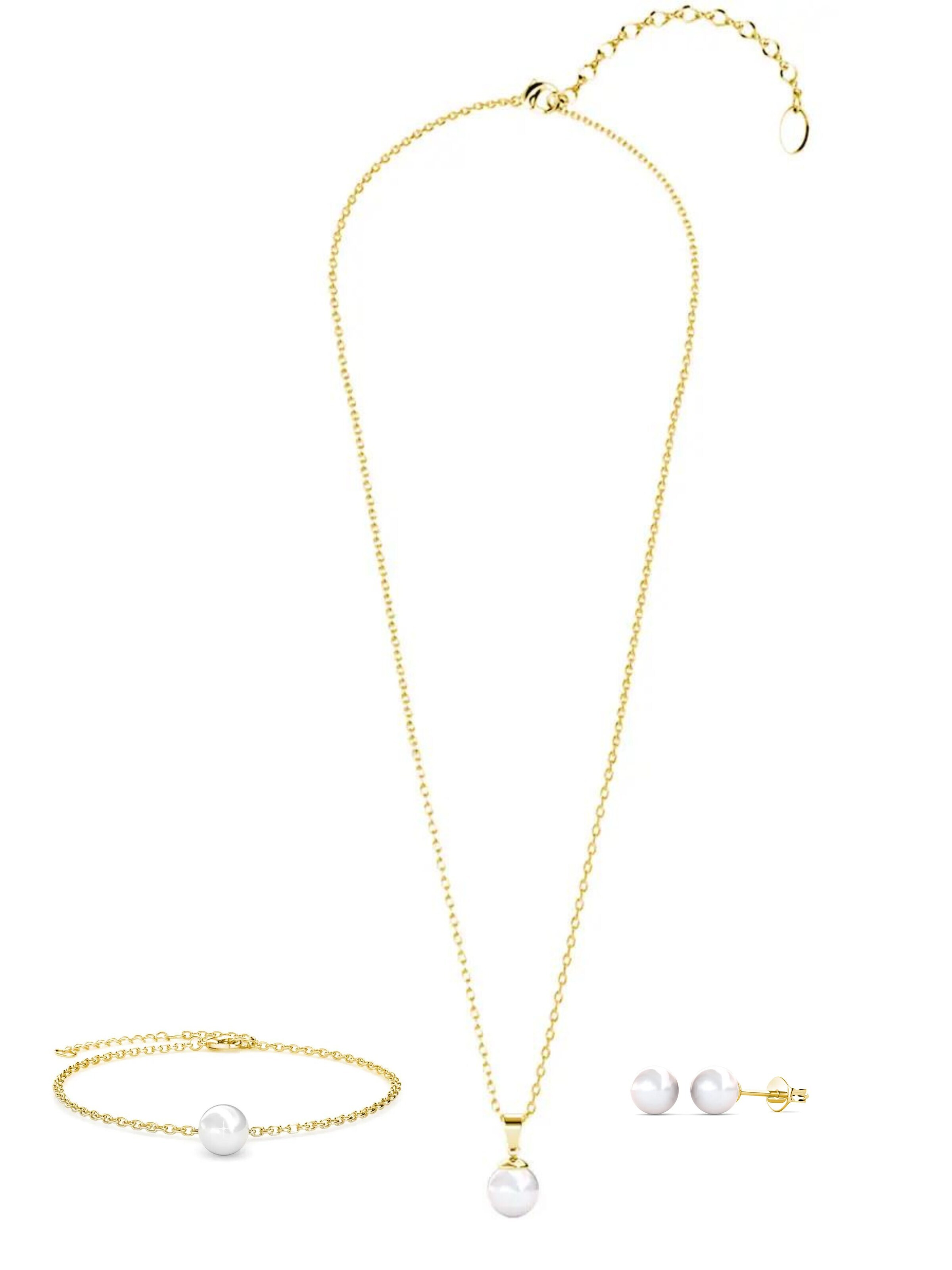 Ella Eisvogel Jewelry Set 'Mother of Pearl Schmuckset' in Gold: front
