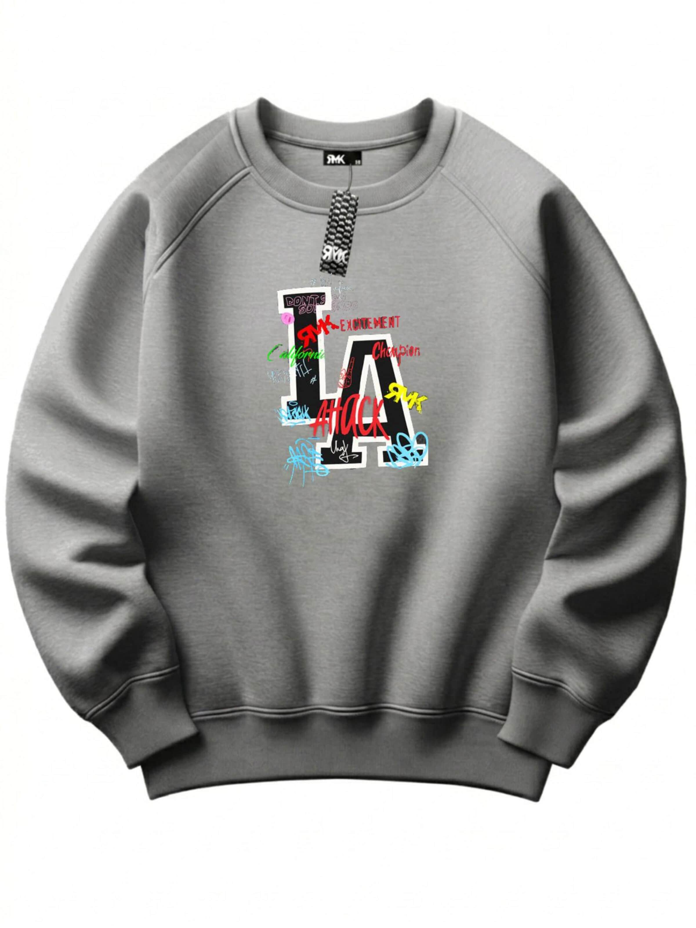 RMK Sweatshirt 'Los Angeles LA' in Grey: front