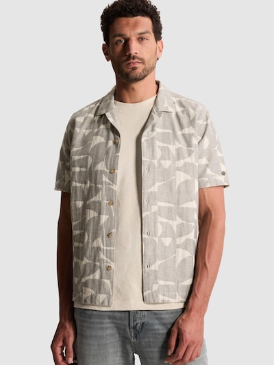 CAST IRON Overhemd 'Shirt with jacquard pattern and short sleeves' in S in de kleur Antraciet, Productweergave