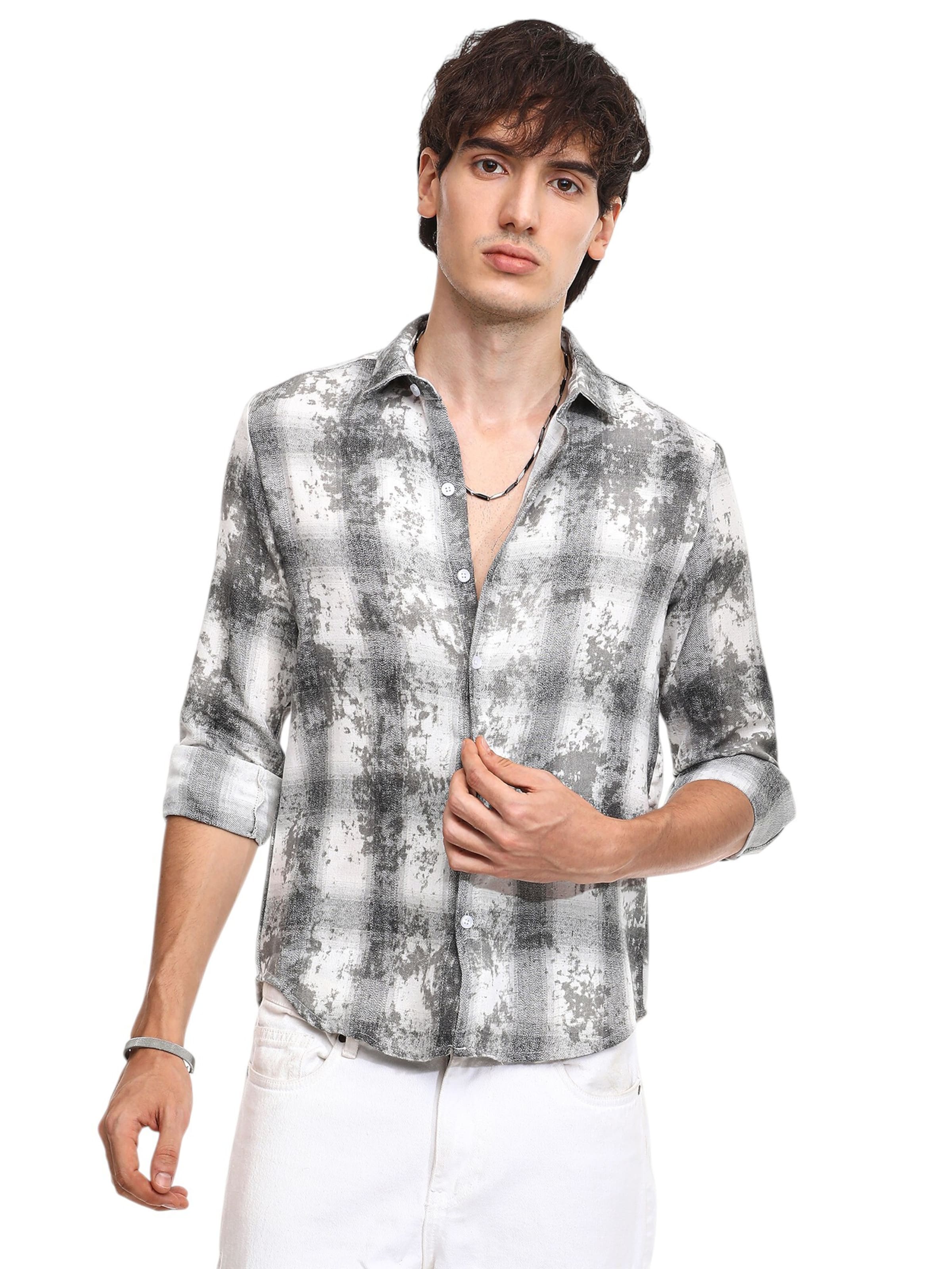 Regular fit Camicia 'Kinley' di Campus Sutra in grigio: frontale