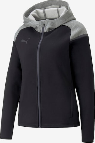 PUMA Athletic Zip-Up Hoodie in Black: front