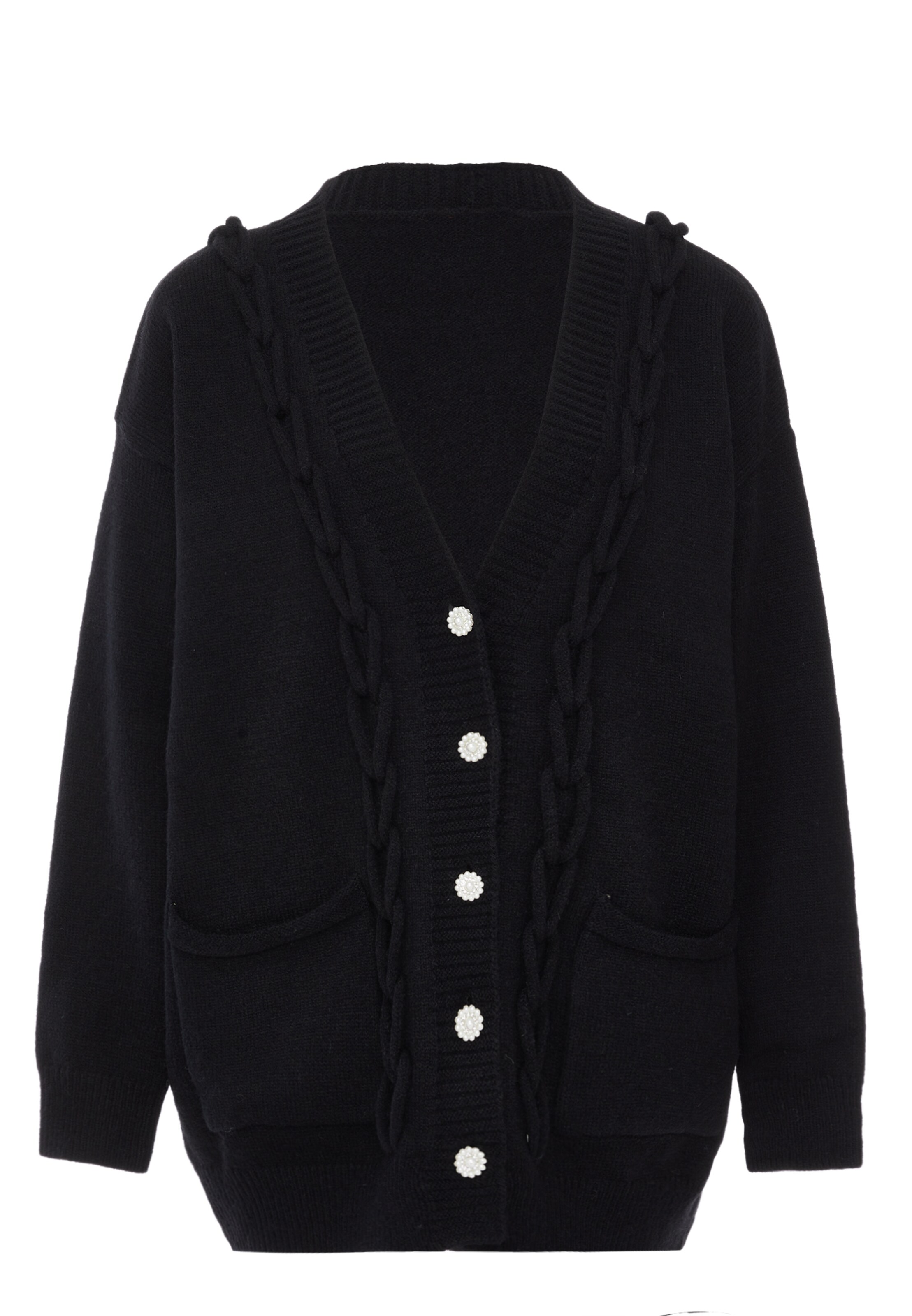 caissa Gebreid vest in Zwart: voorkant