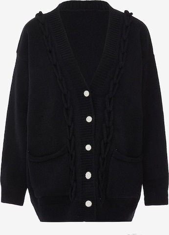 caissa Knit Cardigan in Black: front